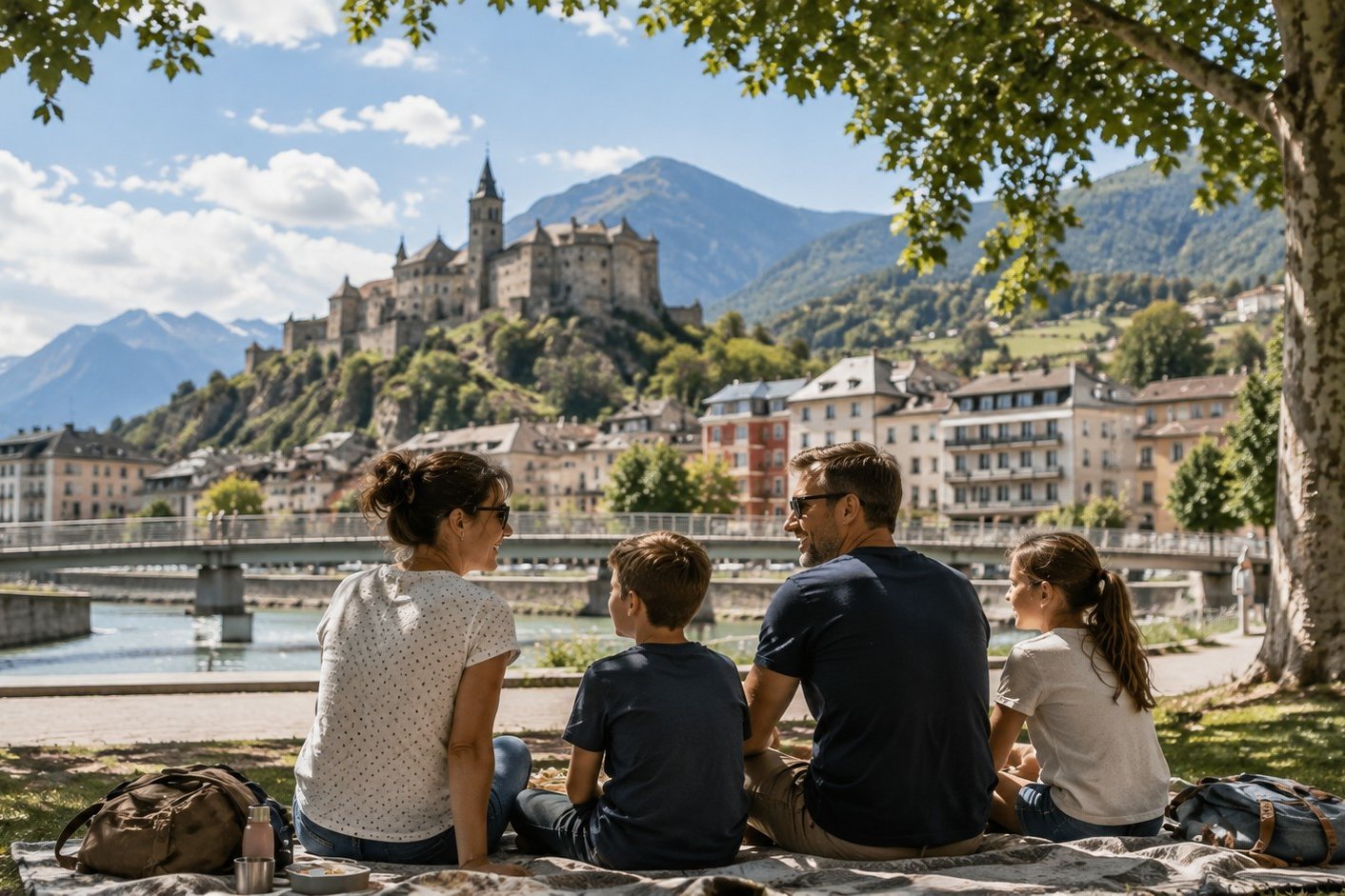 Famille recomposée  faisant connaissance à Sion en Valais