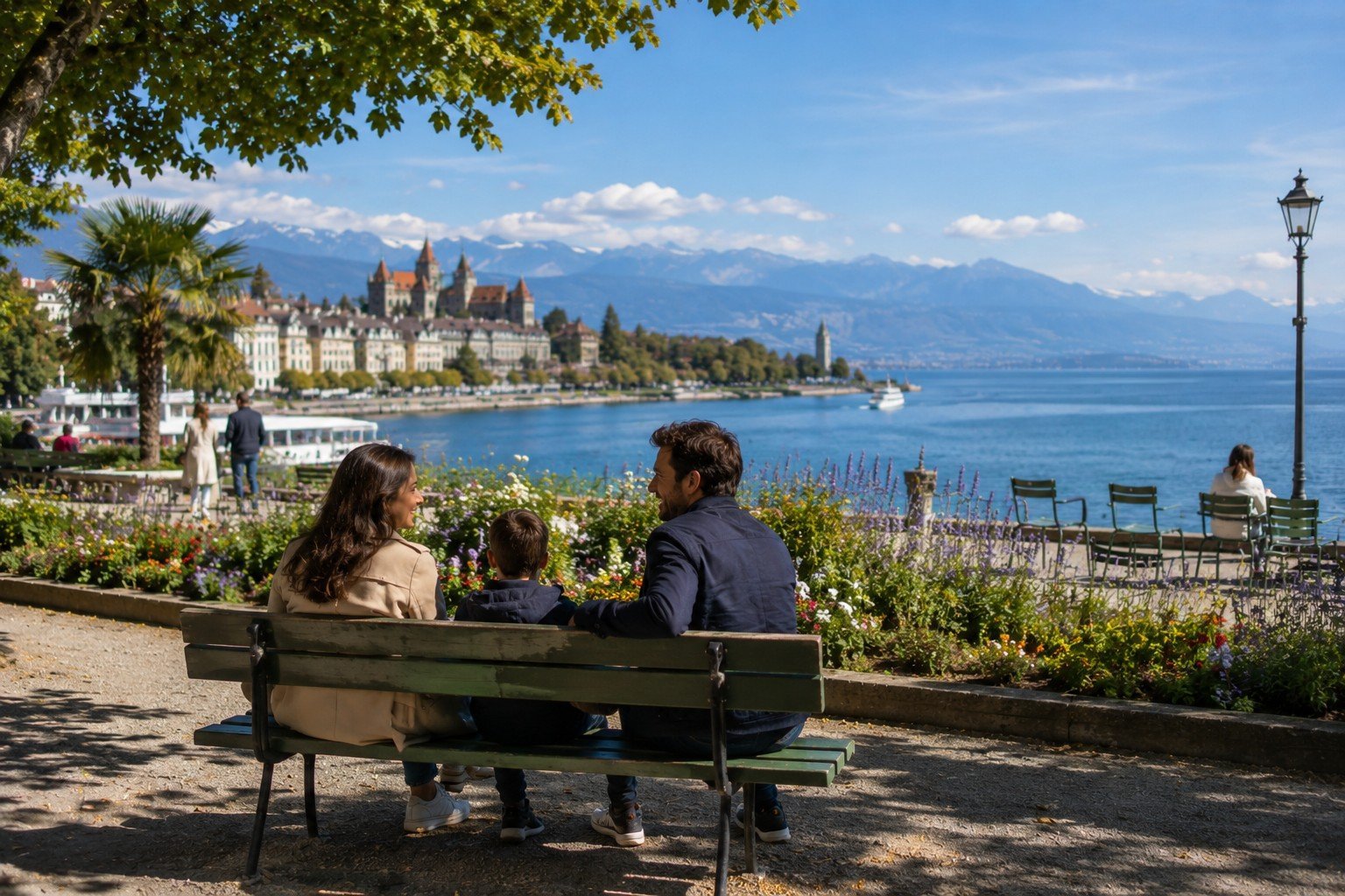 Single parents meeting by Lake Geneva in Lausanne